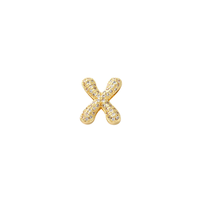 Transparent view of the Gold Mini Slider Rhinestone Bubble Initial Letter | Alphabet Charm | Letter X