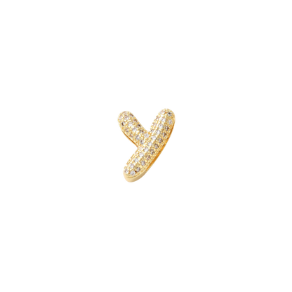 Transparent view of the Gold Mini Slider Rhinestone Bubble Initial Letter | Alphabet Charm | Letter Y