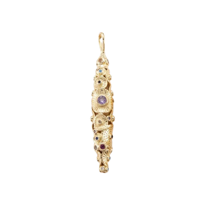 Gem Studded Scrolled Marquise Charm