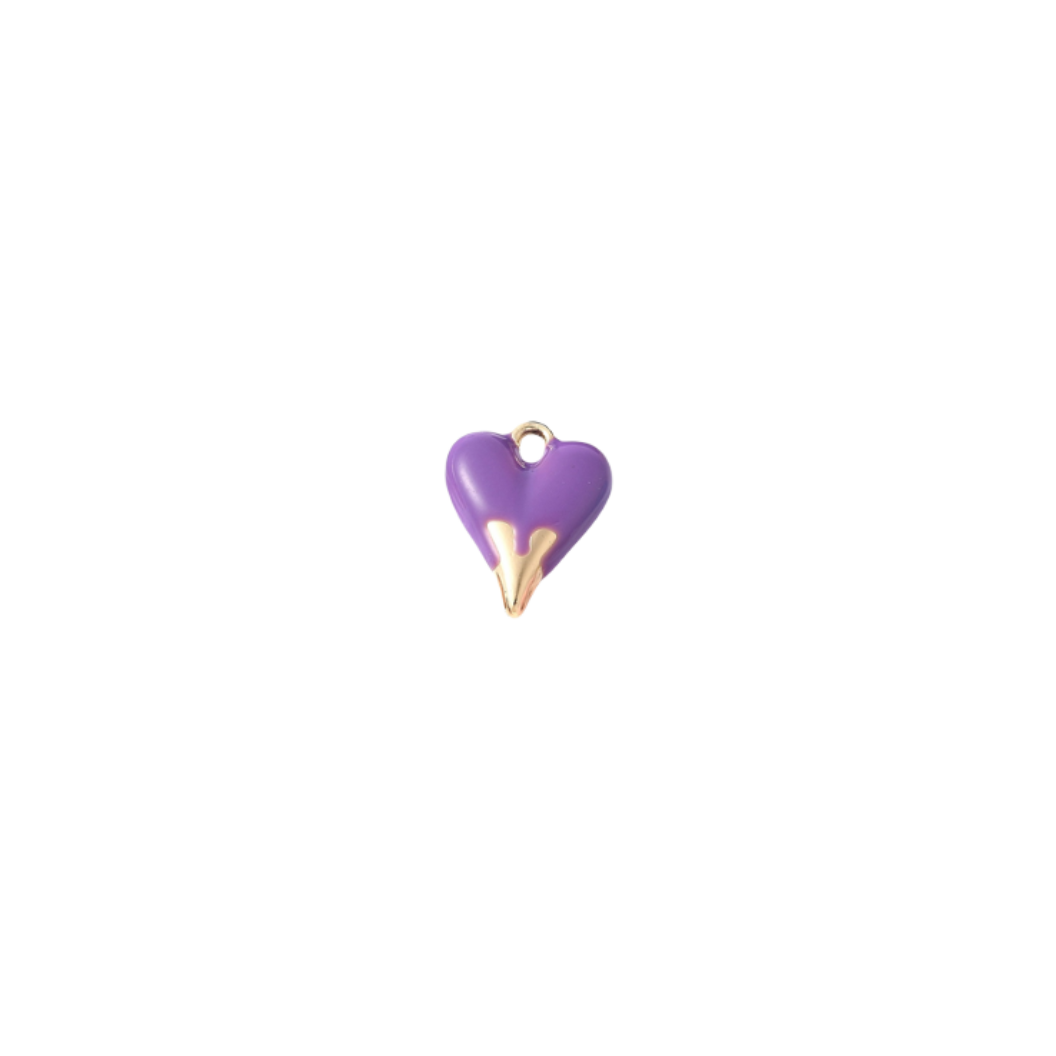 Transparent view of the Gold Dipped Heart Charm | Assorted | Purple