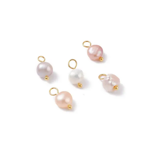 Gold Natural Freshwater Pearl Charm