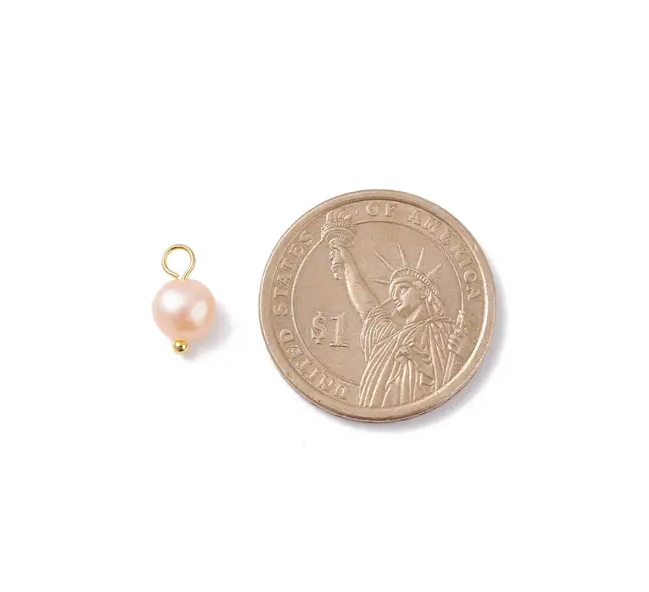 Gold Natural Freshwater Pearl Charm