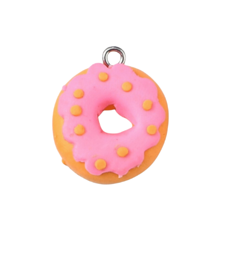 Silver Pink Donut Charm