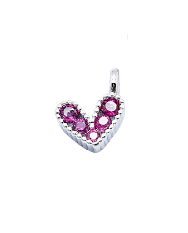 * Silver Pink Stone Heart Charm