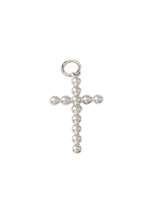 Silver Ball Cross Charm