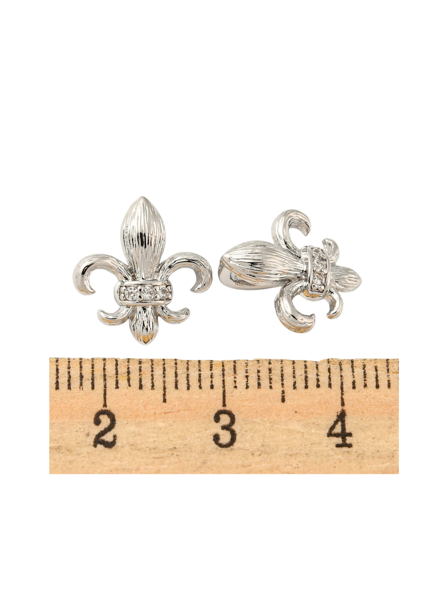 Silver Fleur De Lis Charms with a ruler