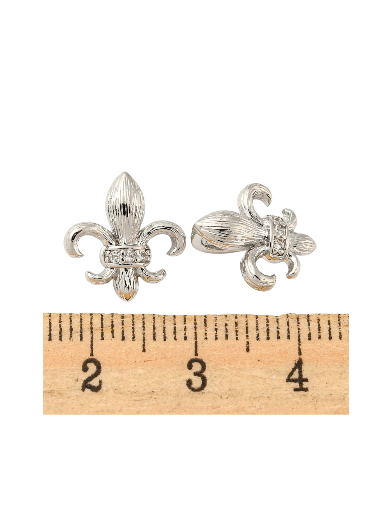 Silver Fleur De Lis Charms with a ruler