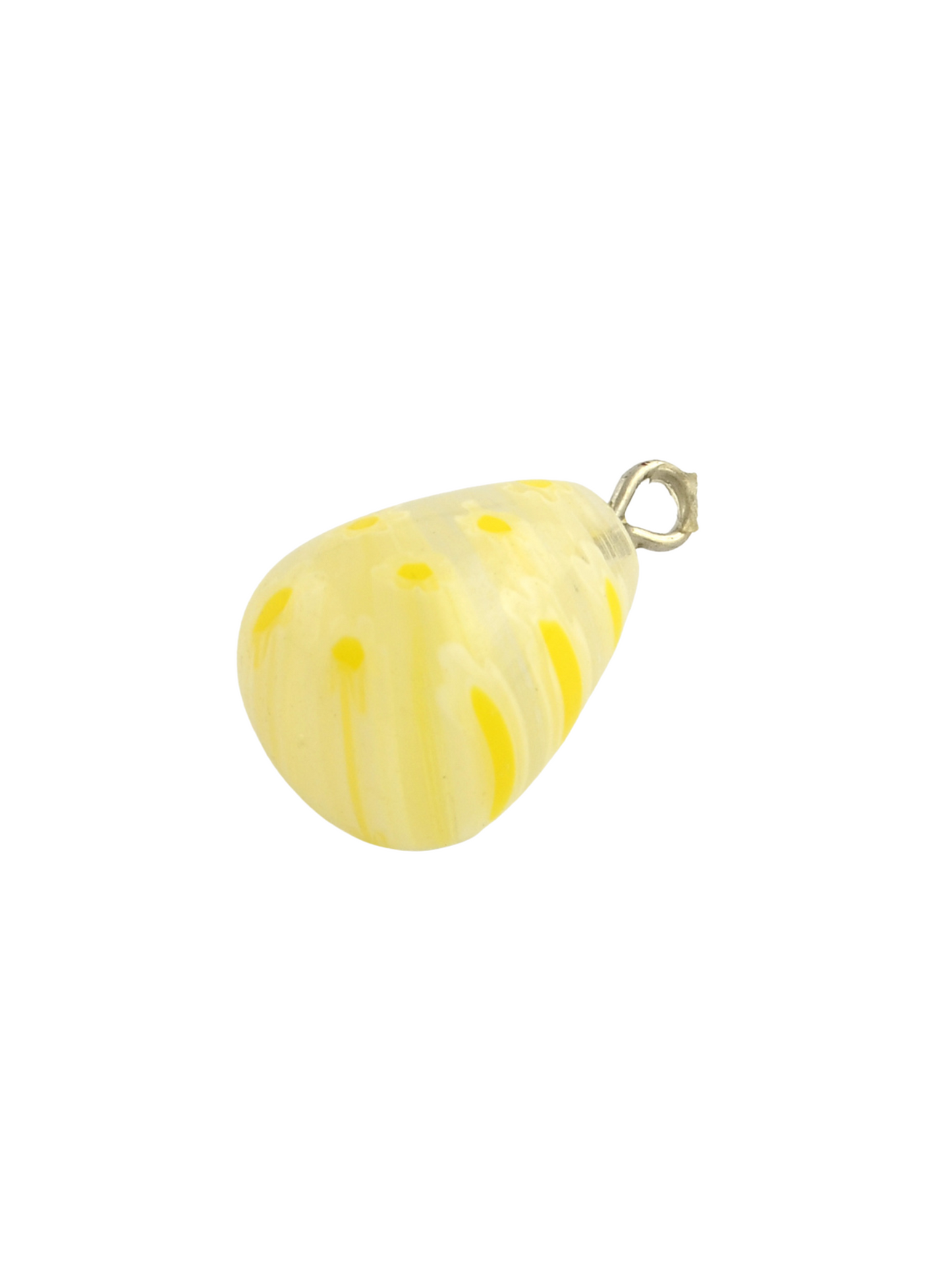 Yellow Silver Floral Millefiori Glass Charms