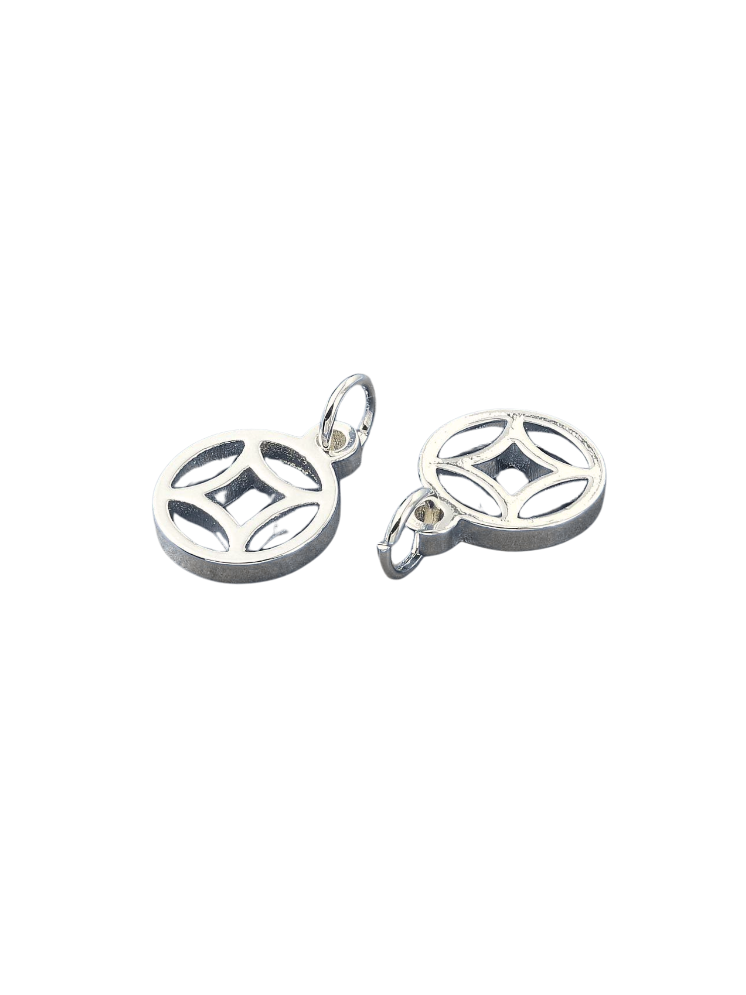 Side of two Silver Harmony Disc Charms