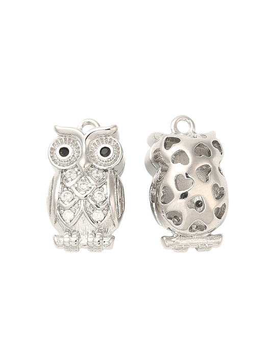 Front and back of the Silver Owl Always Love You Charm