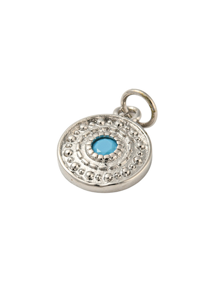 Side of the Silver Sky Blue Embellished Disc Charm