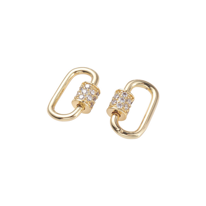 Front and back of the Small Gold Gabi Carabiners