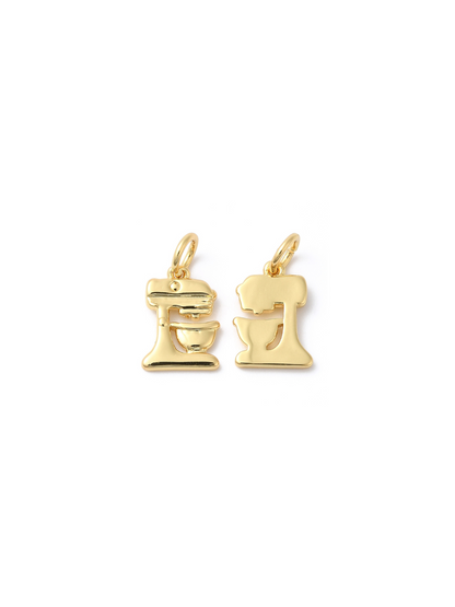 Mix It Up gold mixer charm, front and back view.