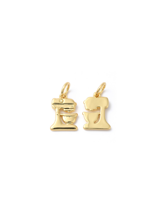 Mix It Up gold mixer charm, front and back view.