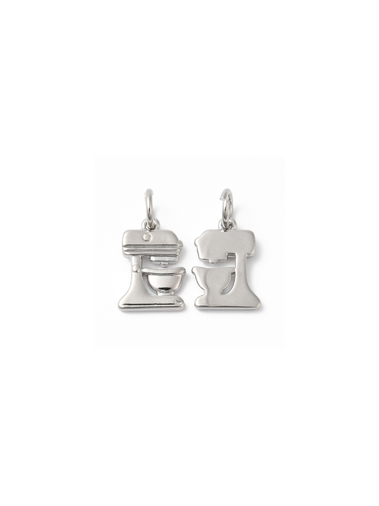 Silver Mix It Up mixer charm, front and back view.