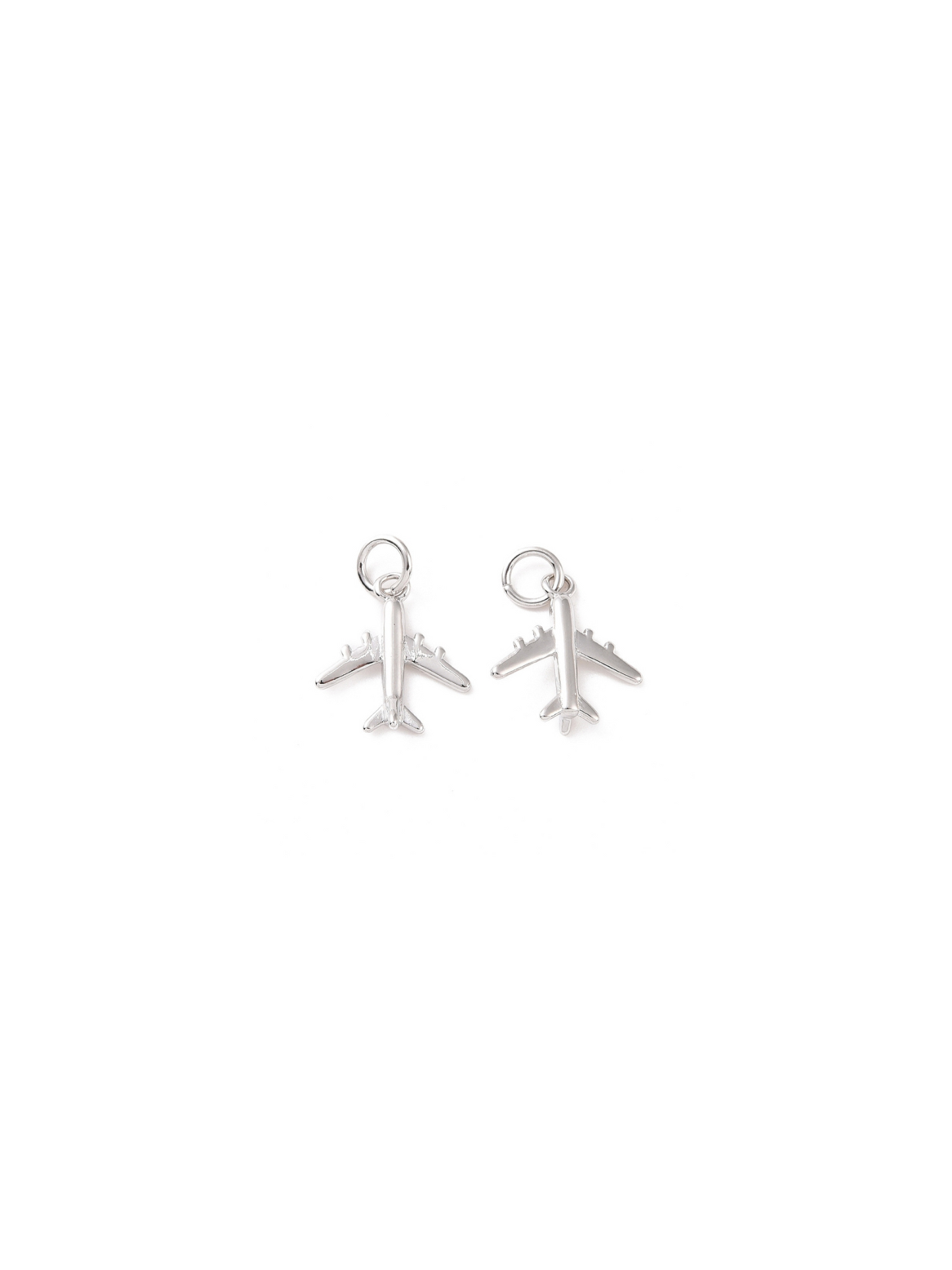 Silver Take Me Away Airplane Charm, front and back.