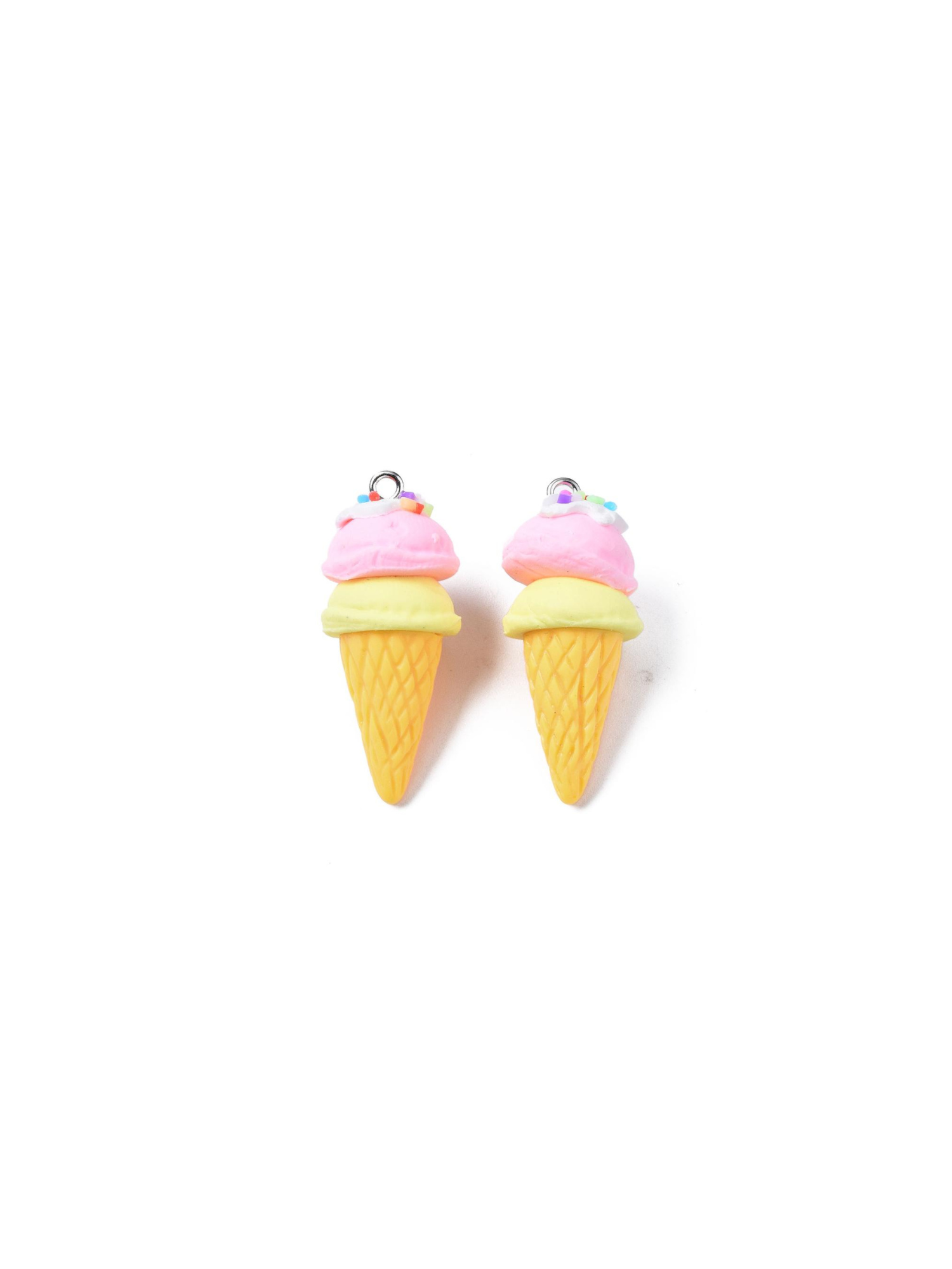 Pink Ice Cream Cone Lanyard Charm, front and back.