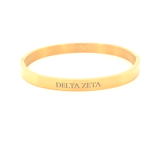 Delta Zeta Gold Bangle Bracelet | Waterproof, Hypoallergenic & Tarnish Resistant