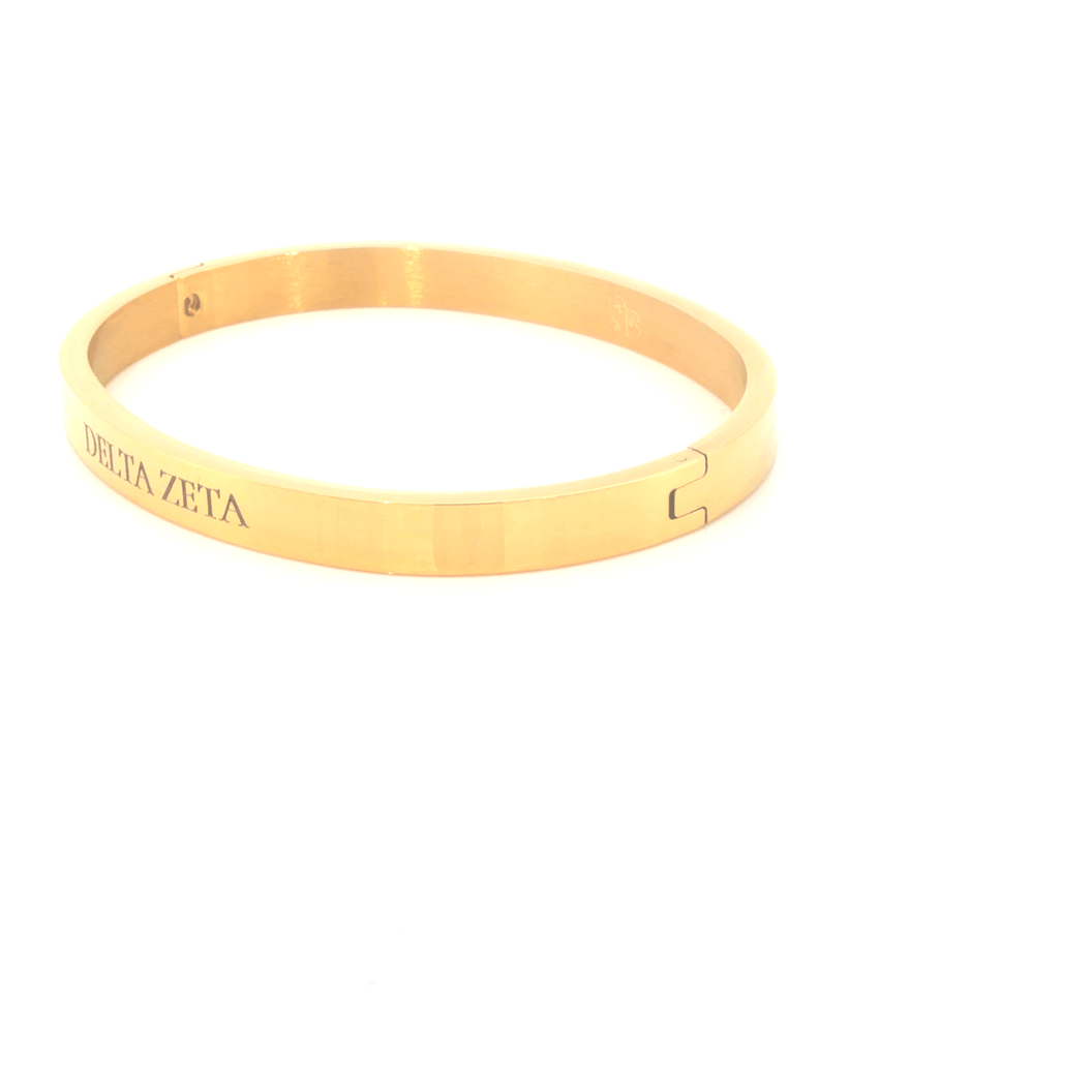 Delta Zeta Gold Bangle Bracelet | Waterproof, Hypoallergenic & Tarnish Resistant