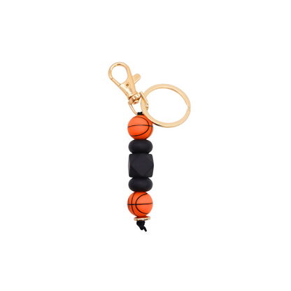 Front of the Black & Orange Basketball Keychain