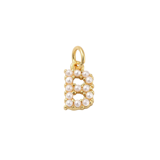 Gold Pearl Initial Charm - "B"