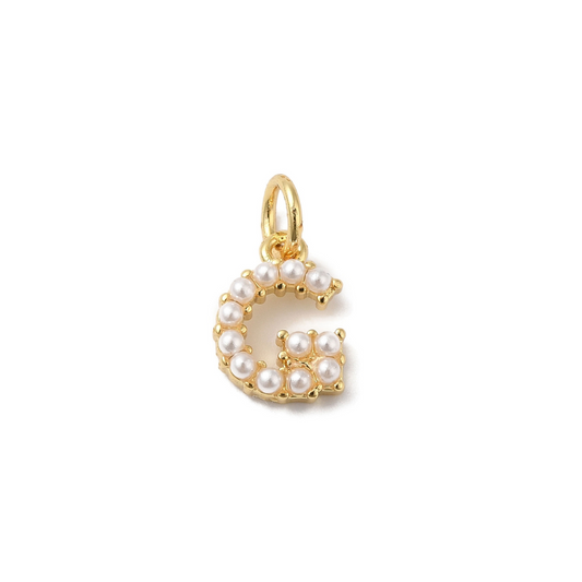 Gold Pearl Initial Charm - "G"