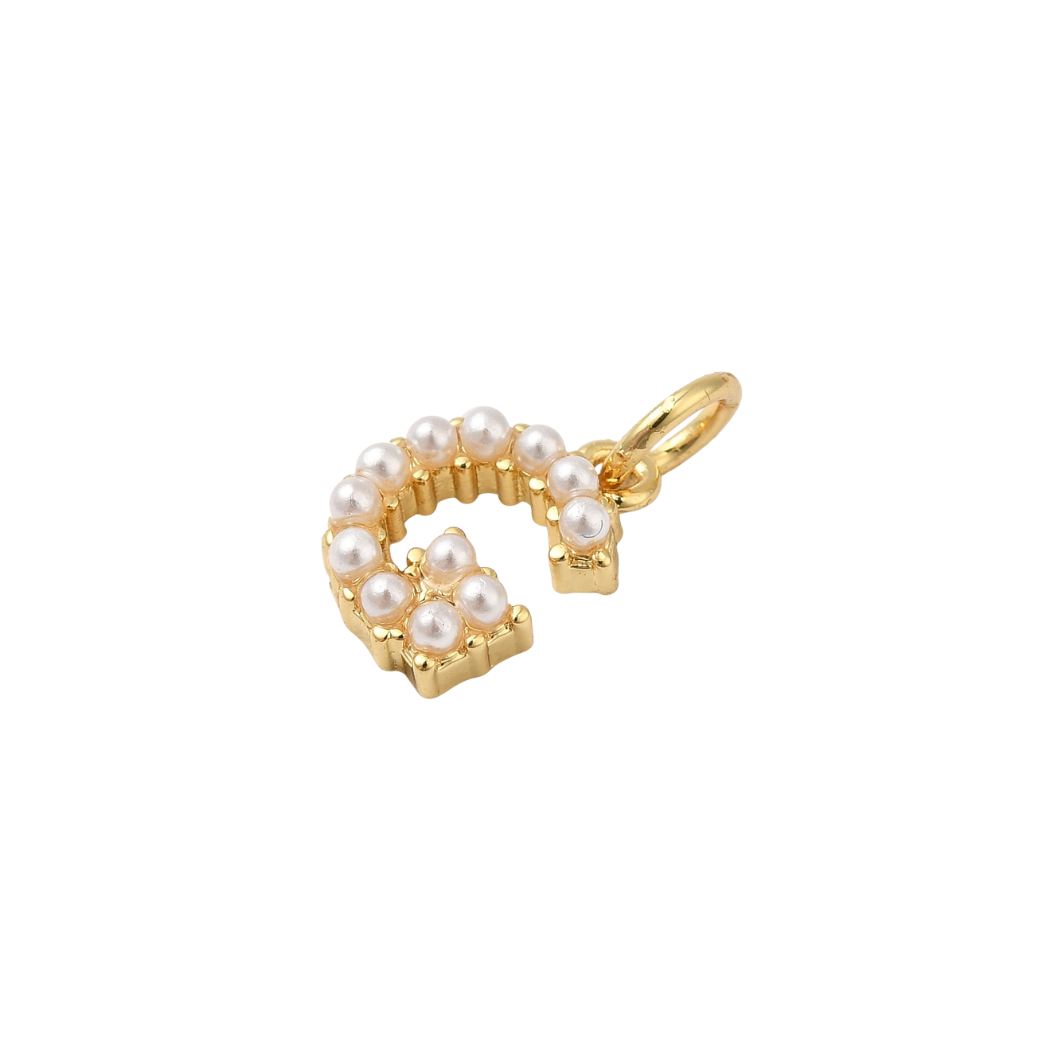 Gold Pearl Initial Charm - "G"