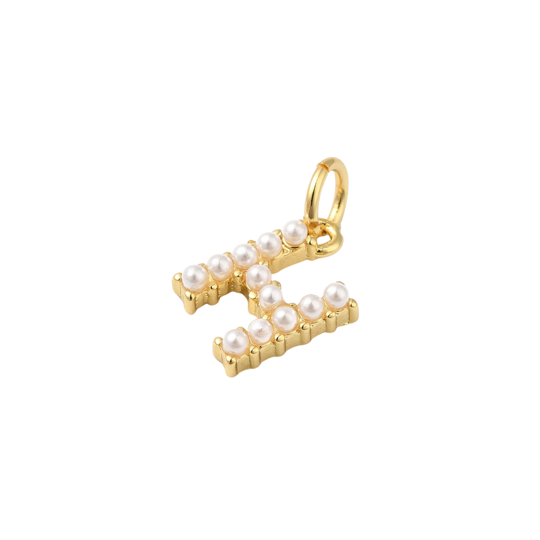 Gold Pearl Initial Charm - "H"