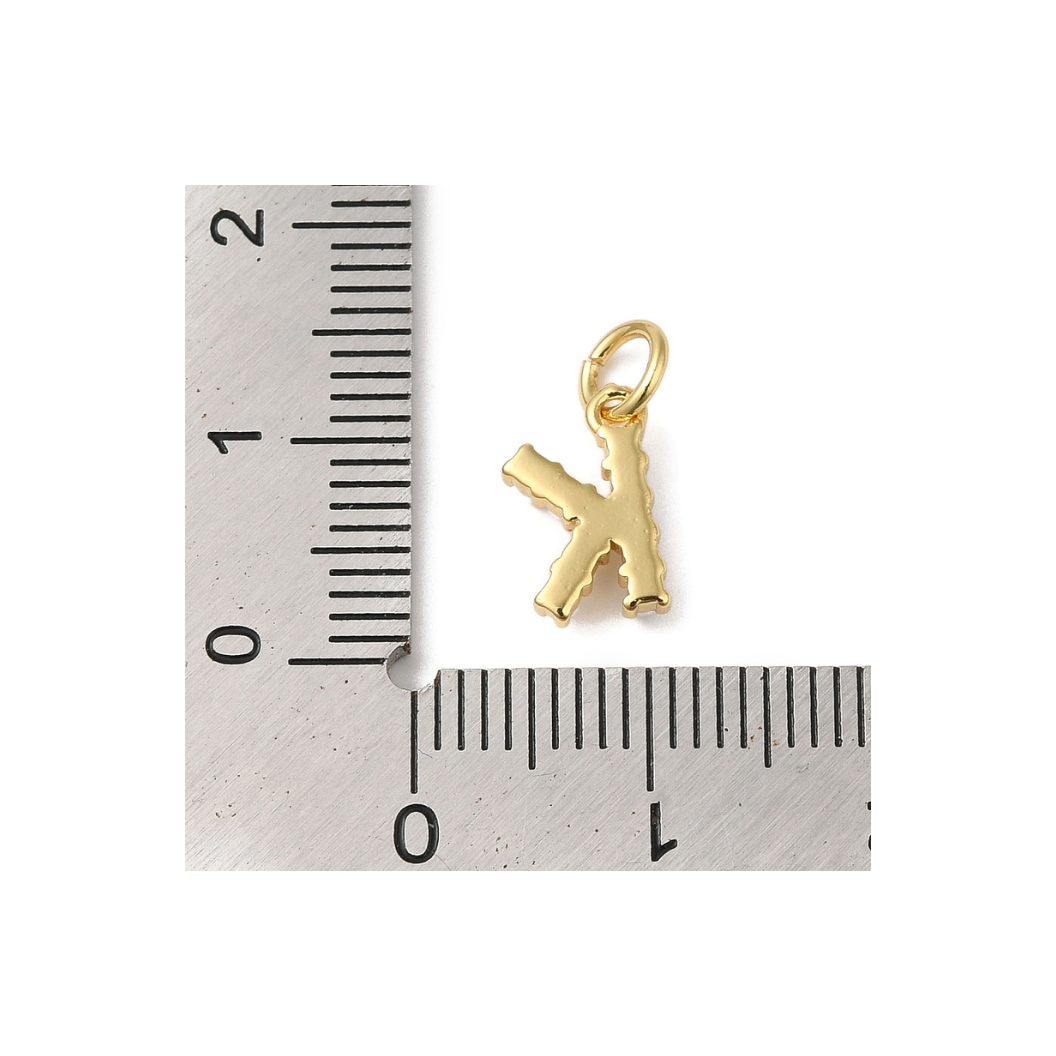 Gold Pearl Initial Charm - "K"