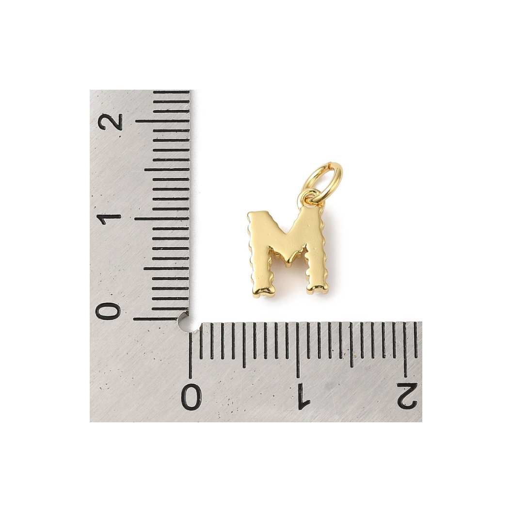 Gold Pearl Initial Charm - "M"