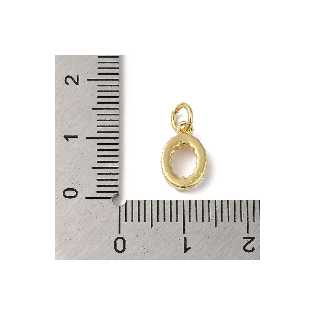 Gold Pearl Initial Charm - "O"