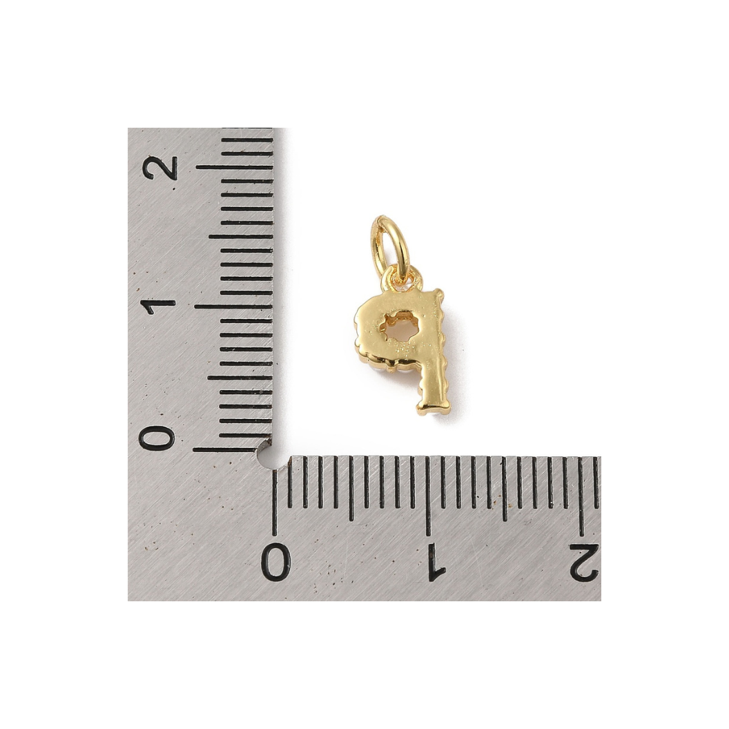 Gold Pearl Initial Charm - "P"