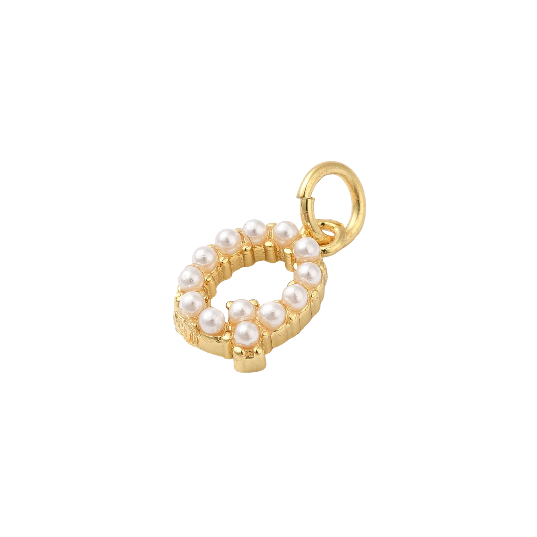 Gold Pearl Initial Charm - "Q"