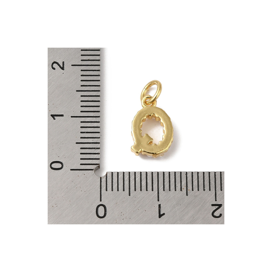 Gold Pearl Initial Charm - "Q"