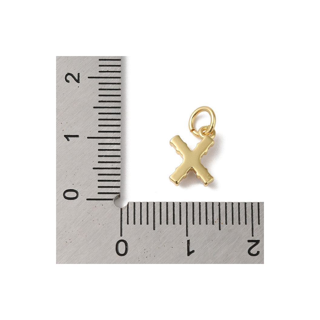 Gold Pearl Initial Charm - "X"