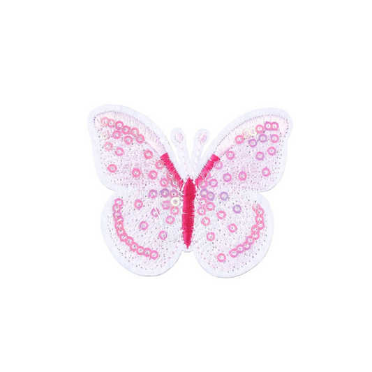 Front view of the White Butterfly Paillette Patch