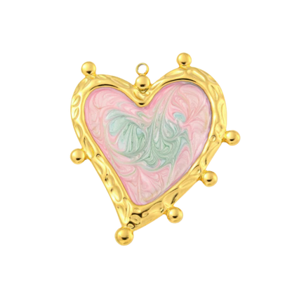 Transparent view of the Gold Tie-Dye Heart Charm | Assorted