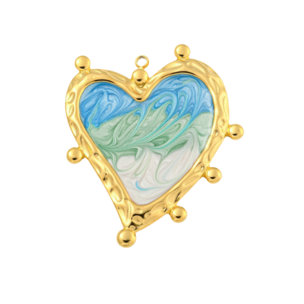 Transparent view of the Gold Tie-Dye Heart Charm | Assorted
