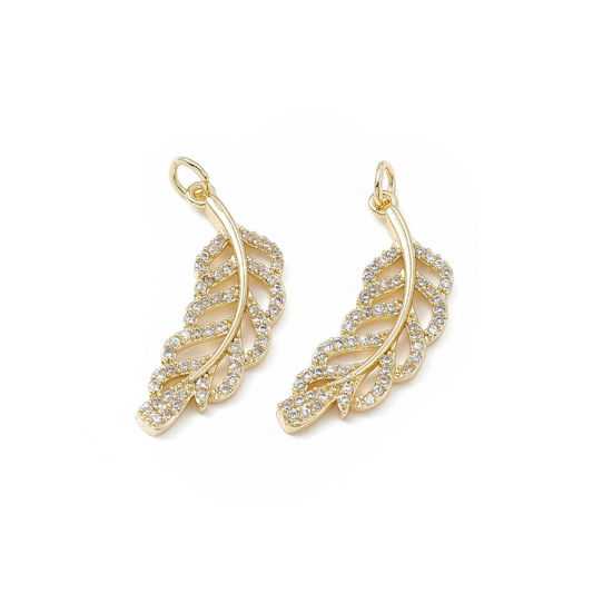 Gold Cubic Zirconia Tropical Leaves