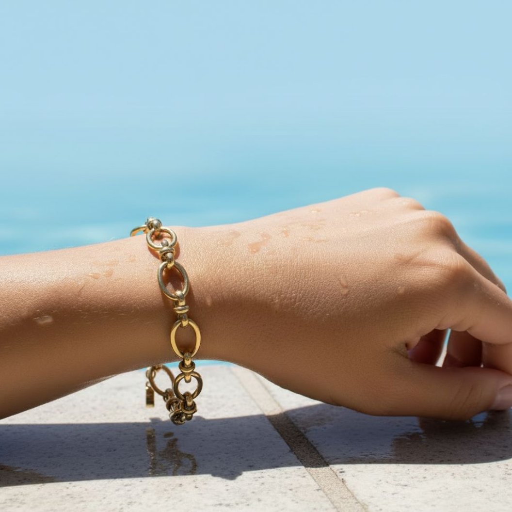 Gold Evermore Bracelet on wrist
