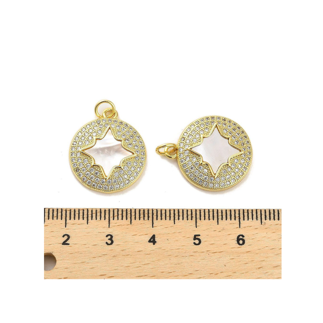 Gold CZ Shell Star Disk