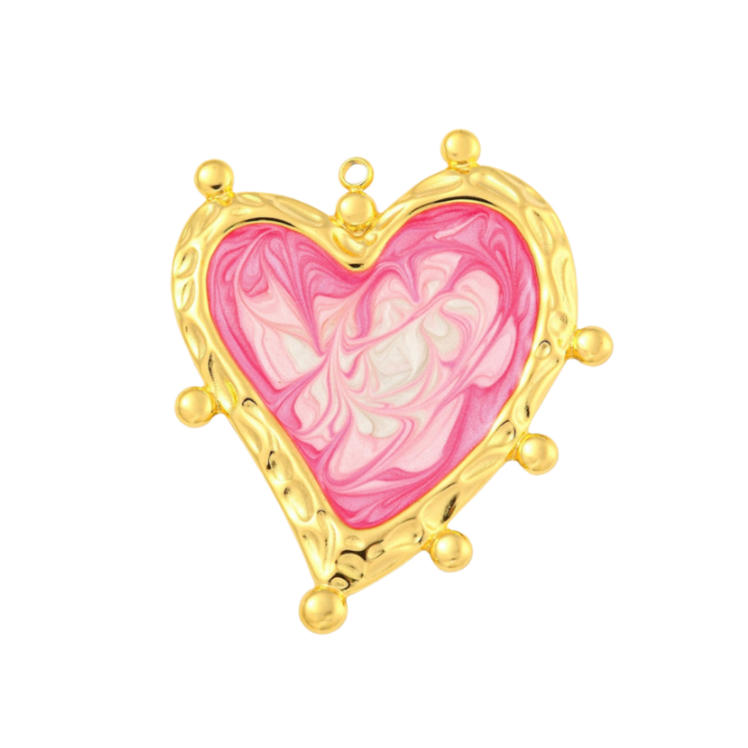 Transparent view of the Gold Tie-Dye Heart Charm | Assorted