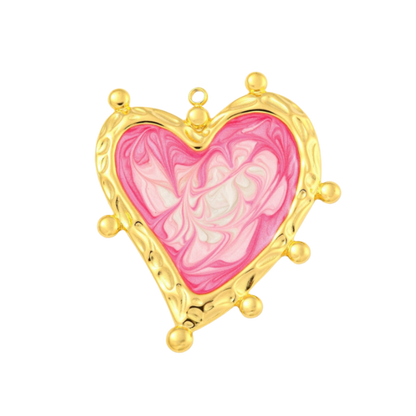 Transparent view of the Gold Tie-Dye Heart Charm | Assorted