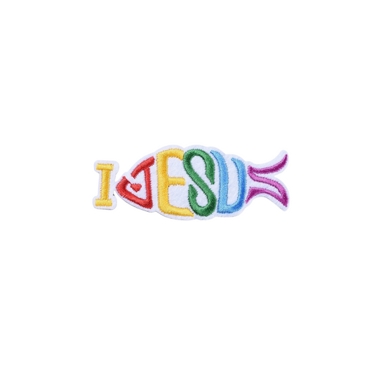 Front view of the I Love Jesus Fish Patch