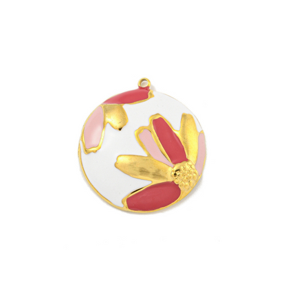 Front of the Gold and Pink Flower Charm