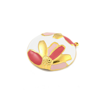 Side of the Gold and Pink Flower Charm