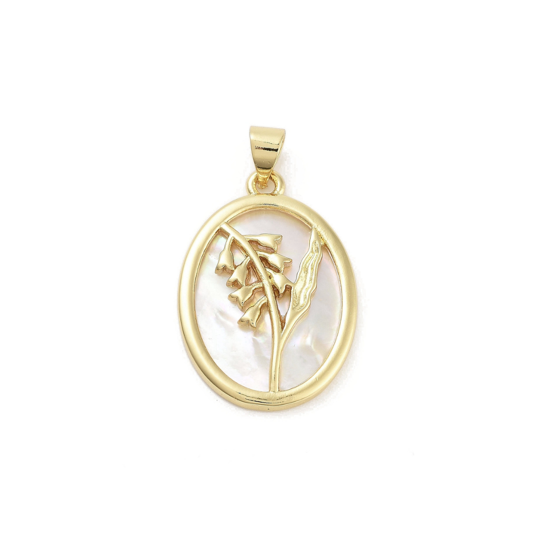 Gold Shell Floral Pendant