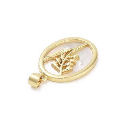 Side view of the Gold Shell Floral Charm