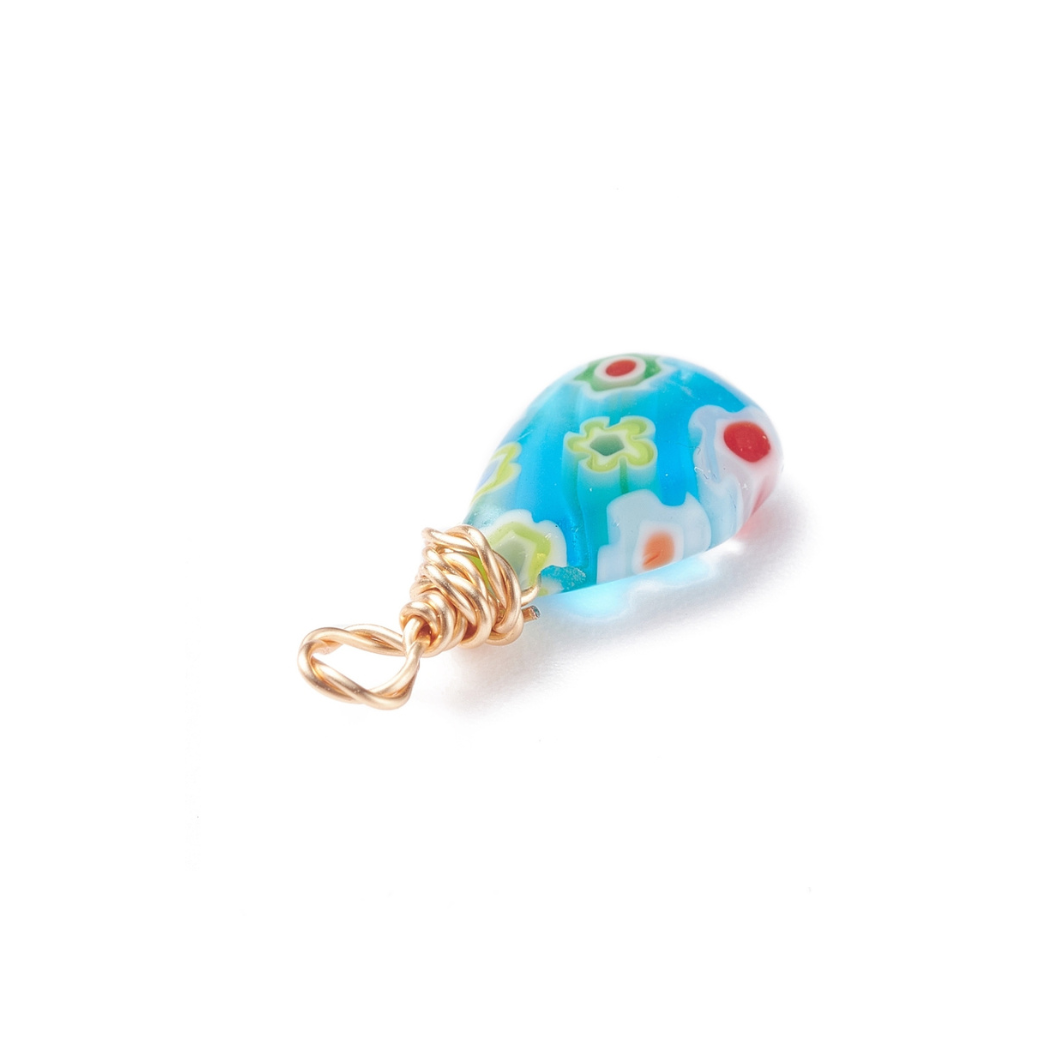 Gold Assorted Floral Millefiori Glass Charm