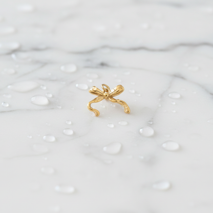 Gold Lovely Ribbon Bow Charm | Waterproof Stainless Steel